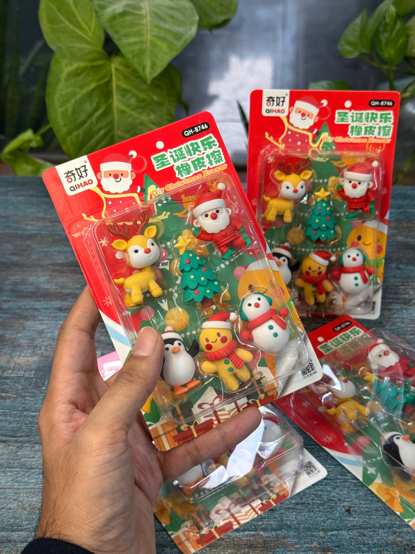 Christmas Cute Eraser Gift Set – Santa & Friends (Pack of 6)