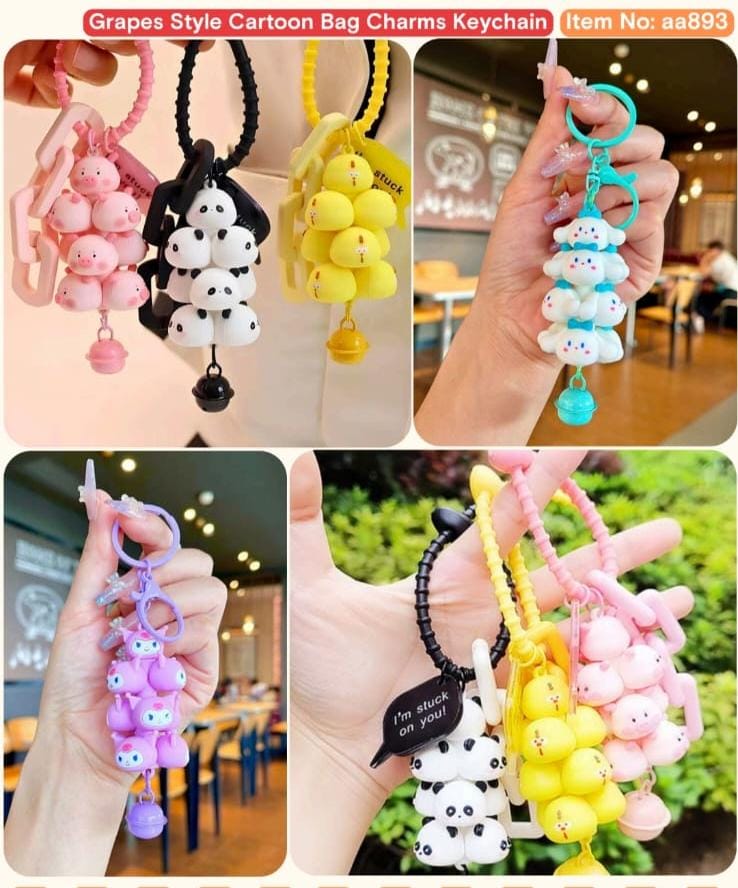 Cute Animal Grape Cluster Keychain