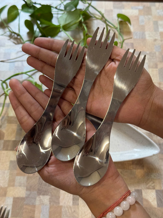 2 in 1 Fork and Spoon Combo (Stainless Steel)
