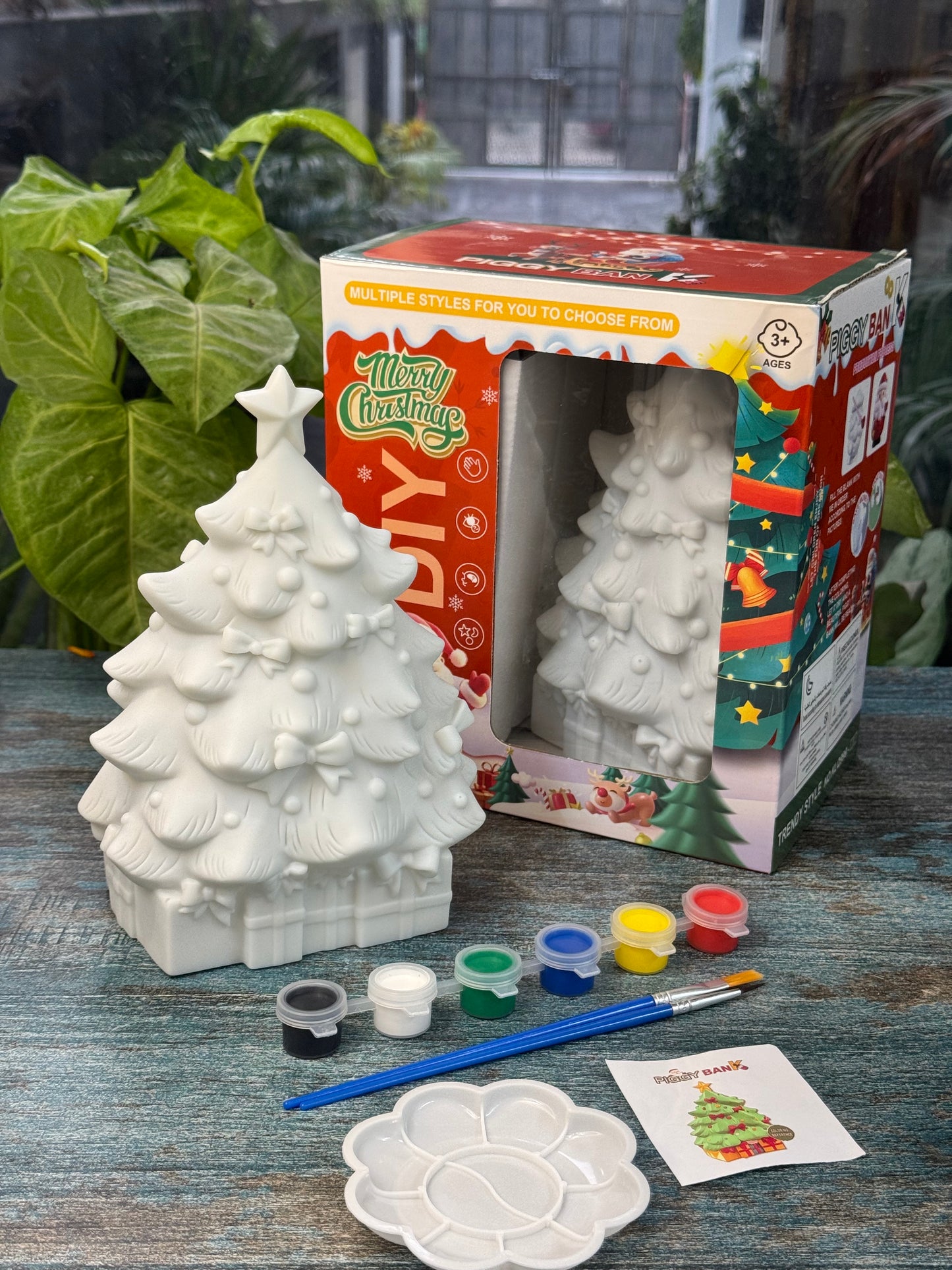 Merry Christmas DIY Ceramic Tree Craft Kit – Paintable Xmas Decor for Kids & Adults