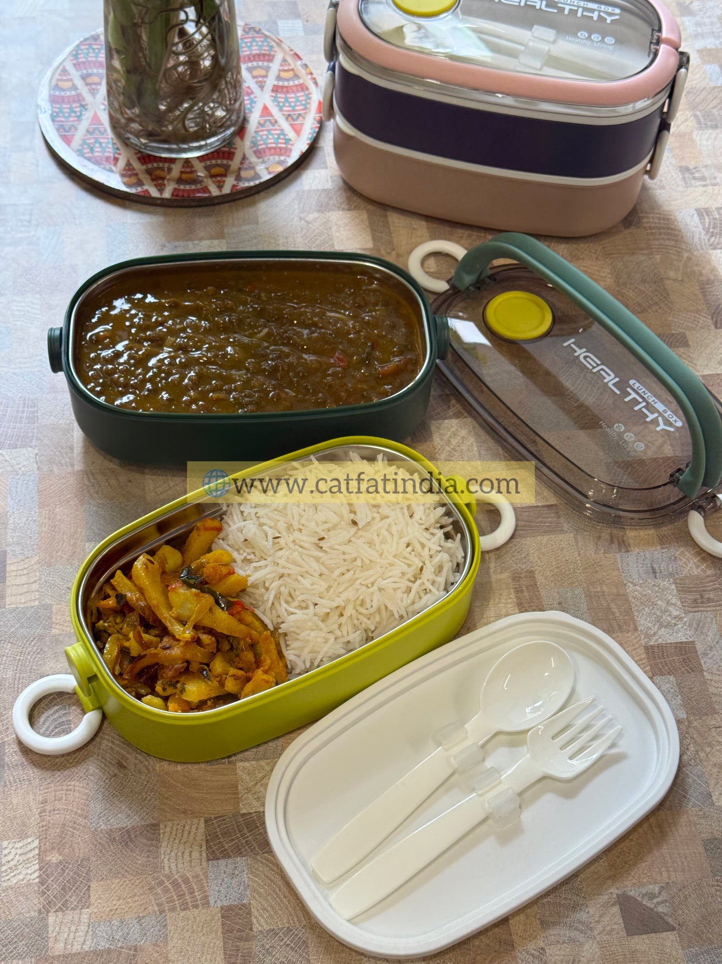 Twin Tray Stainless Steel Lunch Box
