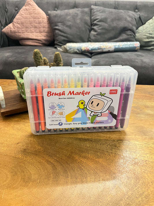 Brush Marker Pen Set (Water-based, Washable, Kids Friendly)