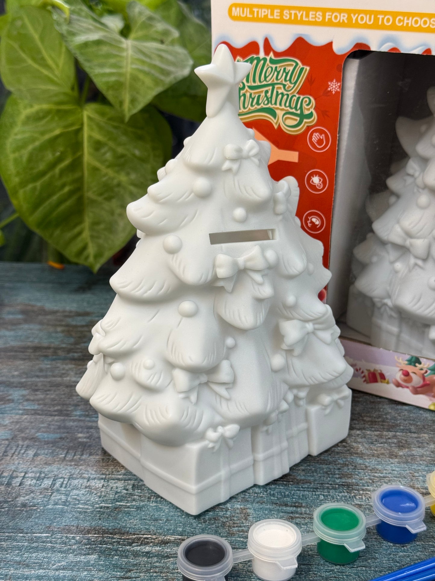 Merry Christmas DIY Ceramic Tree Craft Kit – Paintable Xmas Decor for Kids & Adults