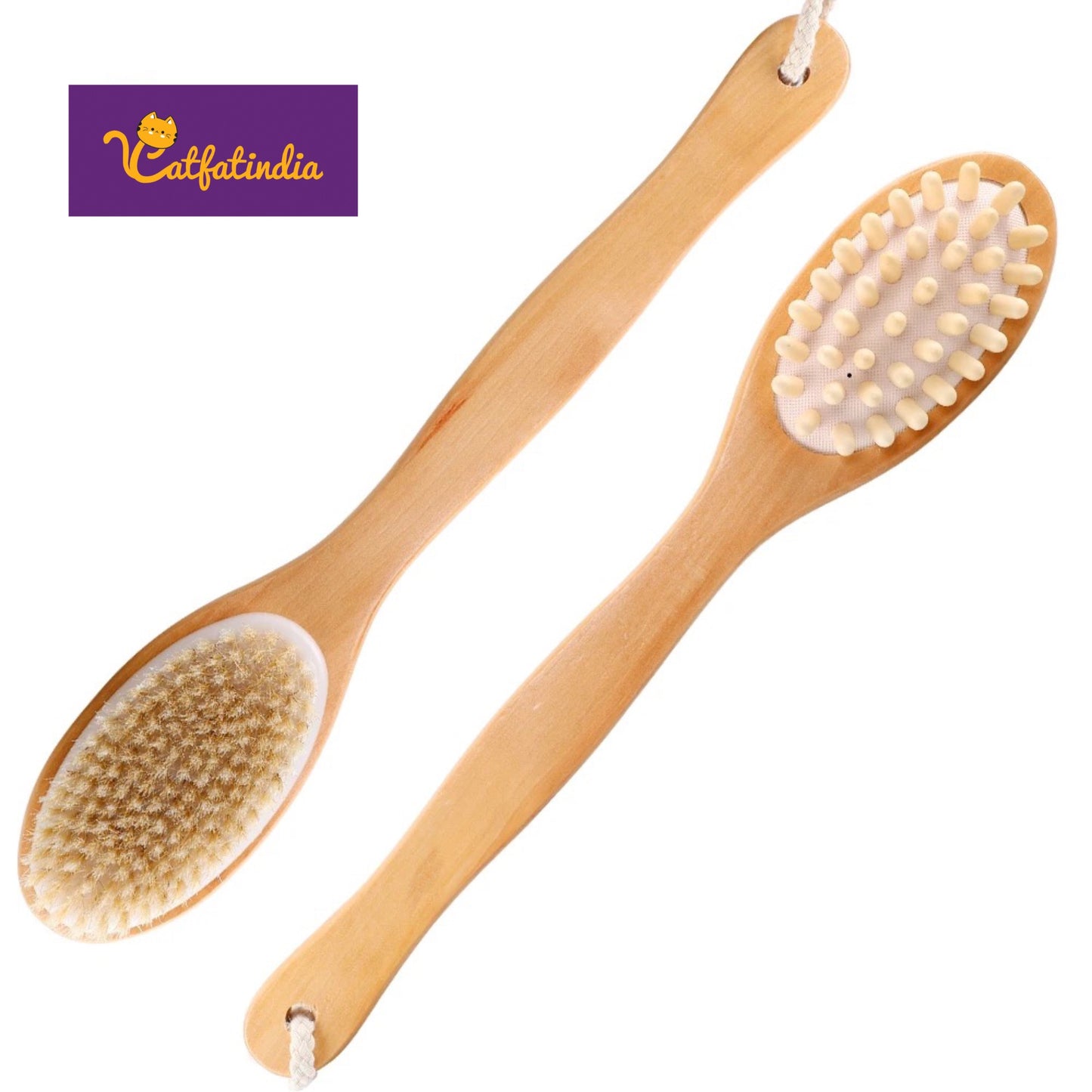 Bamboo Dry Skin Exfoliating Brush Long Handle Body Brush.