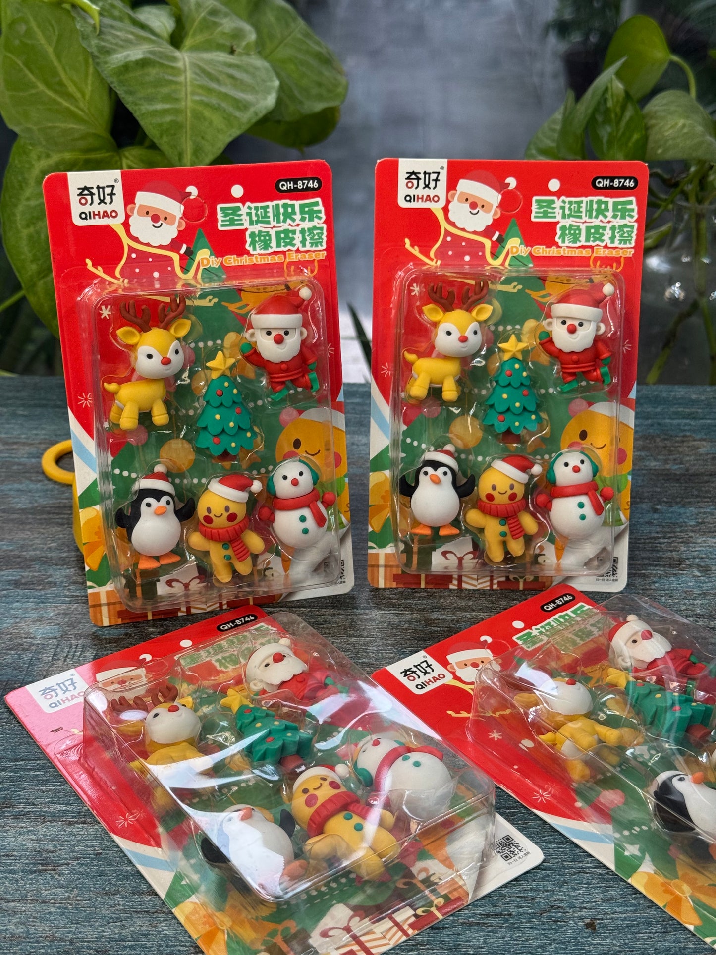 Christmas Cute Eraser Gift Set – Santa & Friends (Pack of 6)