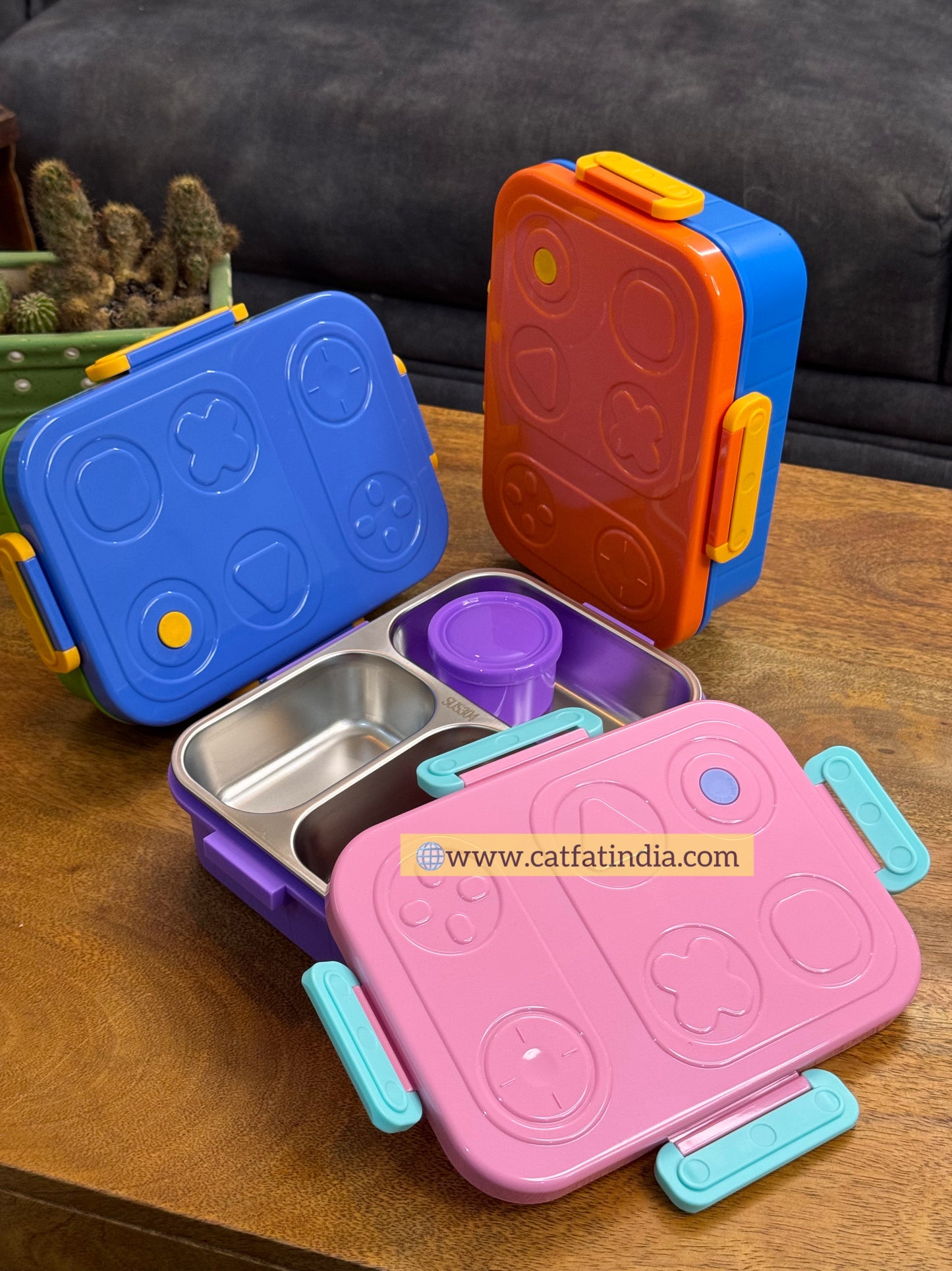 ButtonBuddies Bento Lunchbox — Deluxe 3‑Section Steel Bento