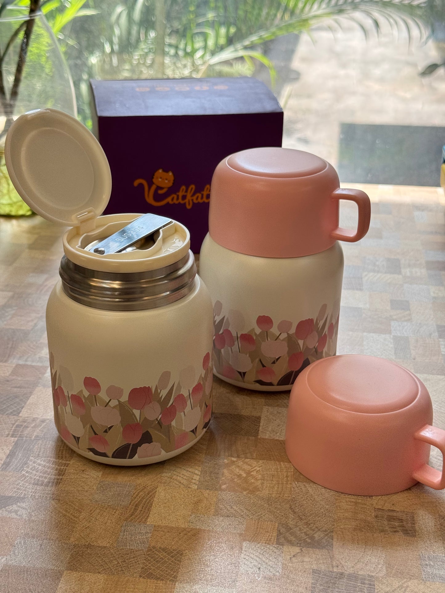 Japanese Blossom Insulated Lunch Pot+ Thermos Bottle.