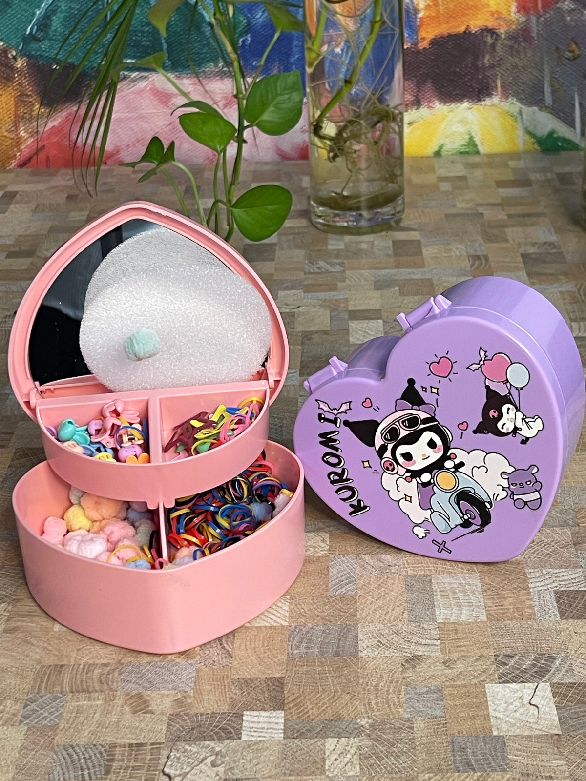 Cute Heart Vanity Box with Mirror