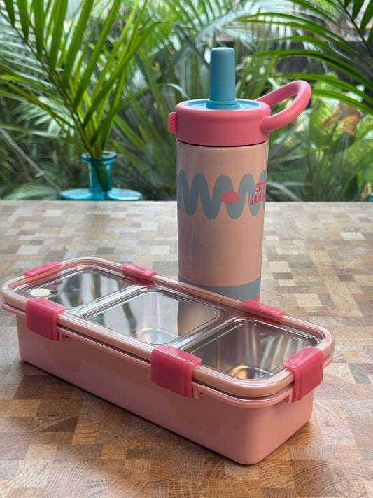 Pastel Hues Combo (Lunch box+Bottle+Cutlery)