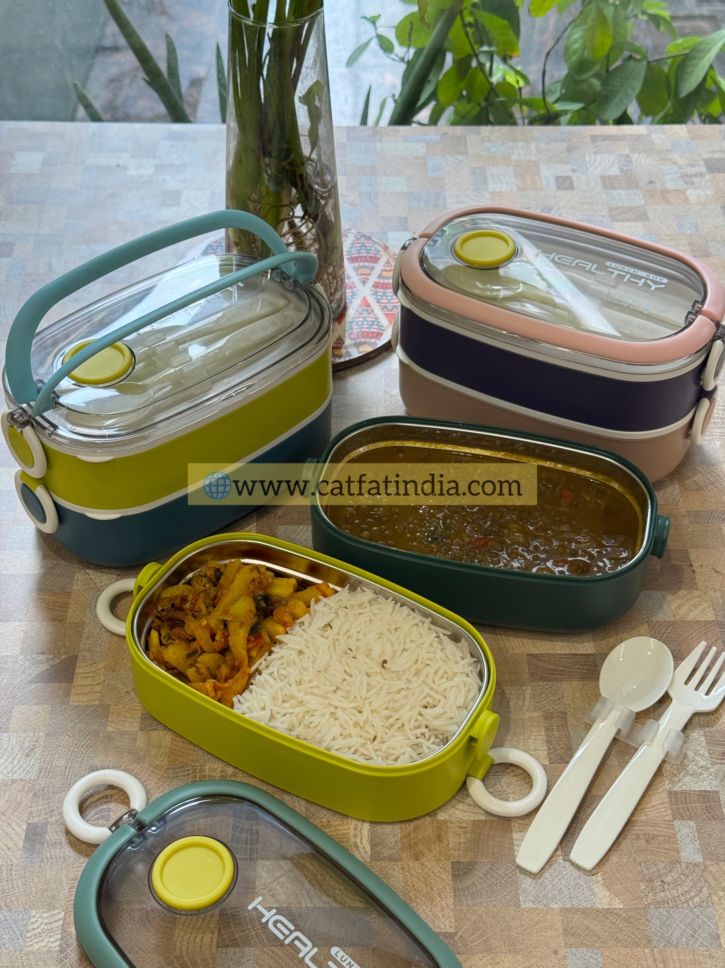Twin Tray Stainless Steel Lunch Box