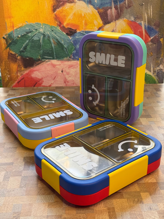 Smile 3-Grid Steel Lunch Box