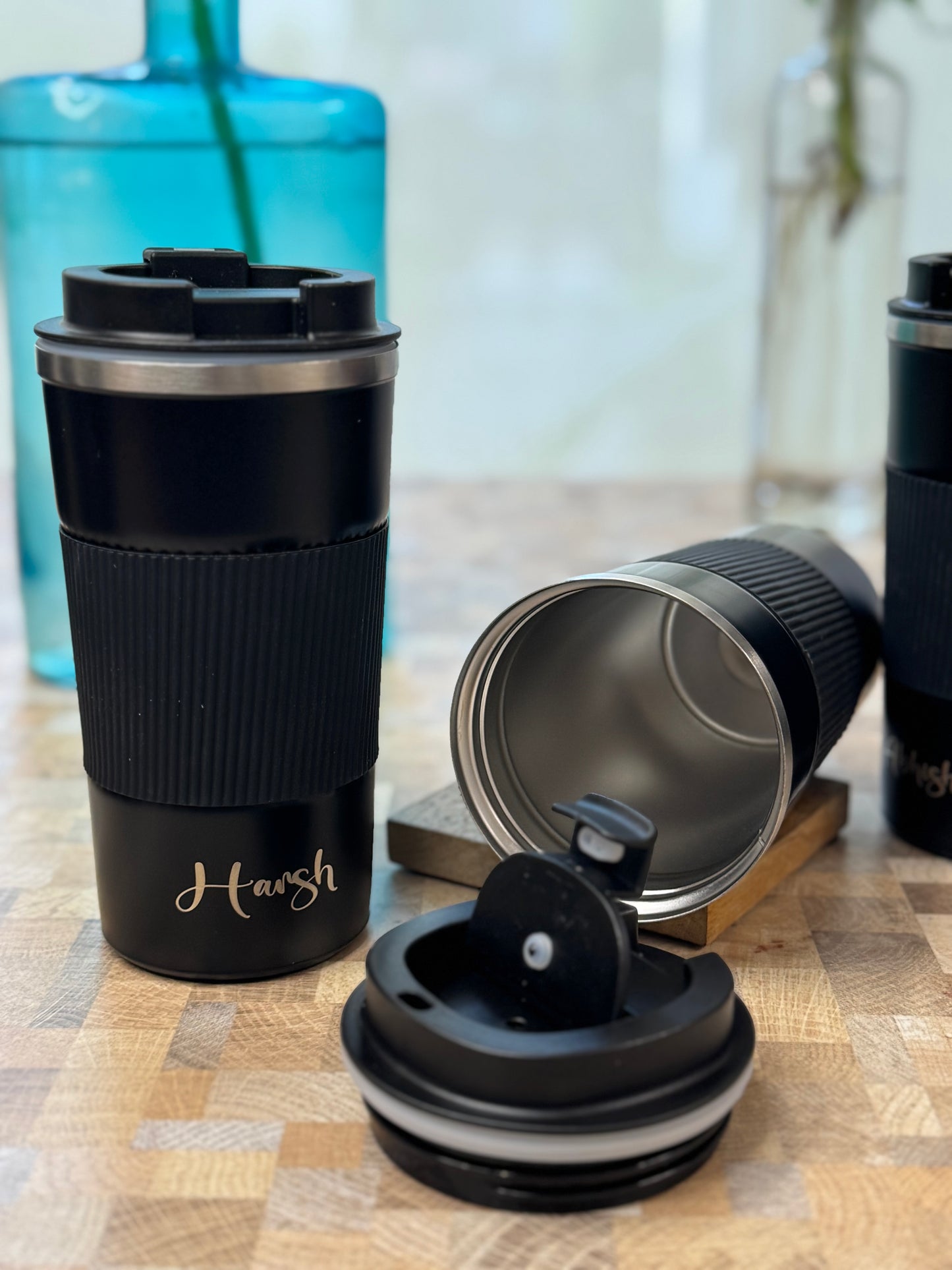 Cafe Style Coffee Flask (Free Personalised Name Engraving)