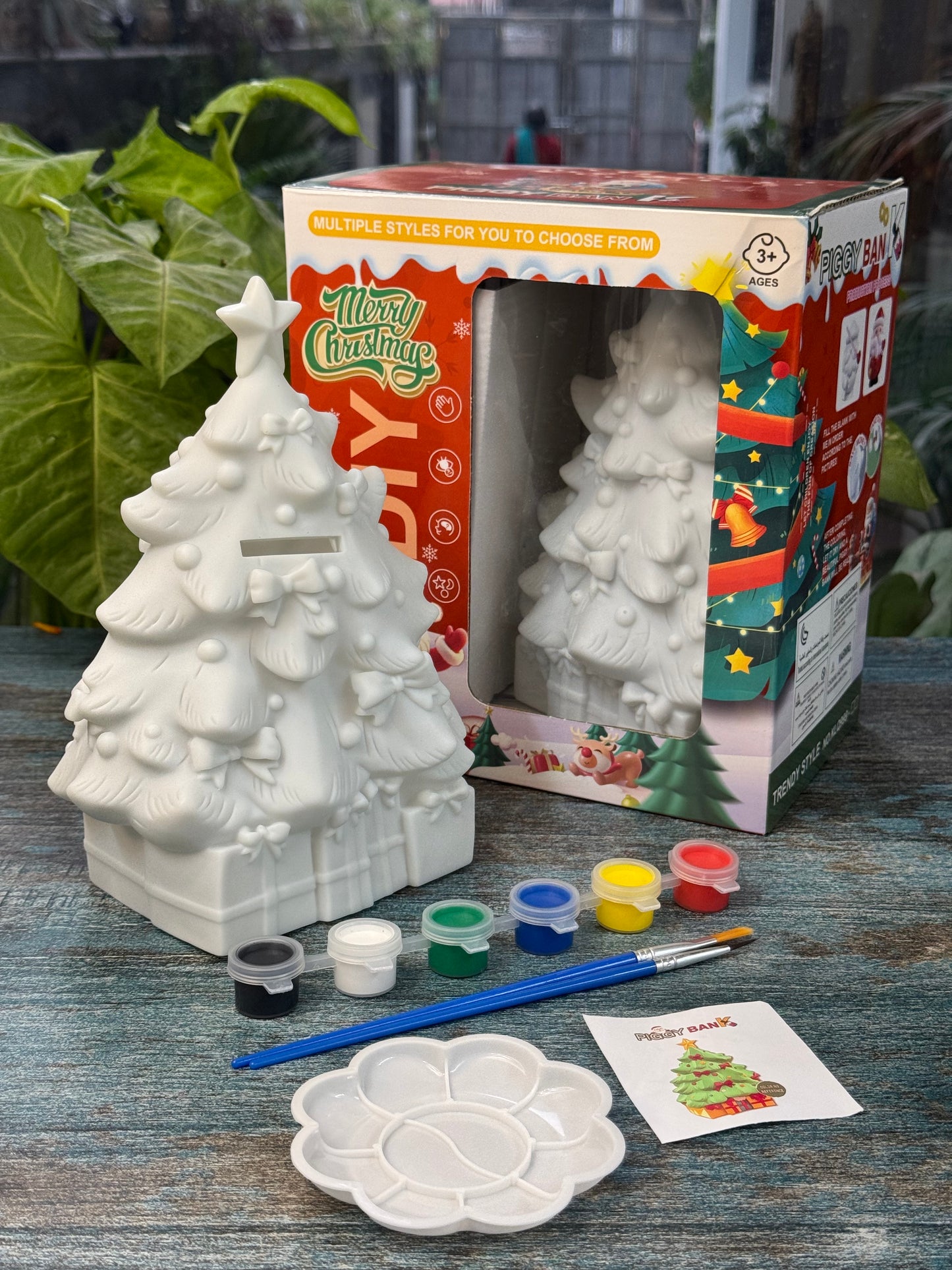 Merry Christmas DIY Ceramic Tree Craft Kit – Paintable Xmas Decor for Kids & Adults