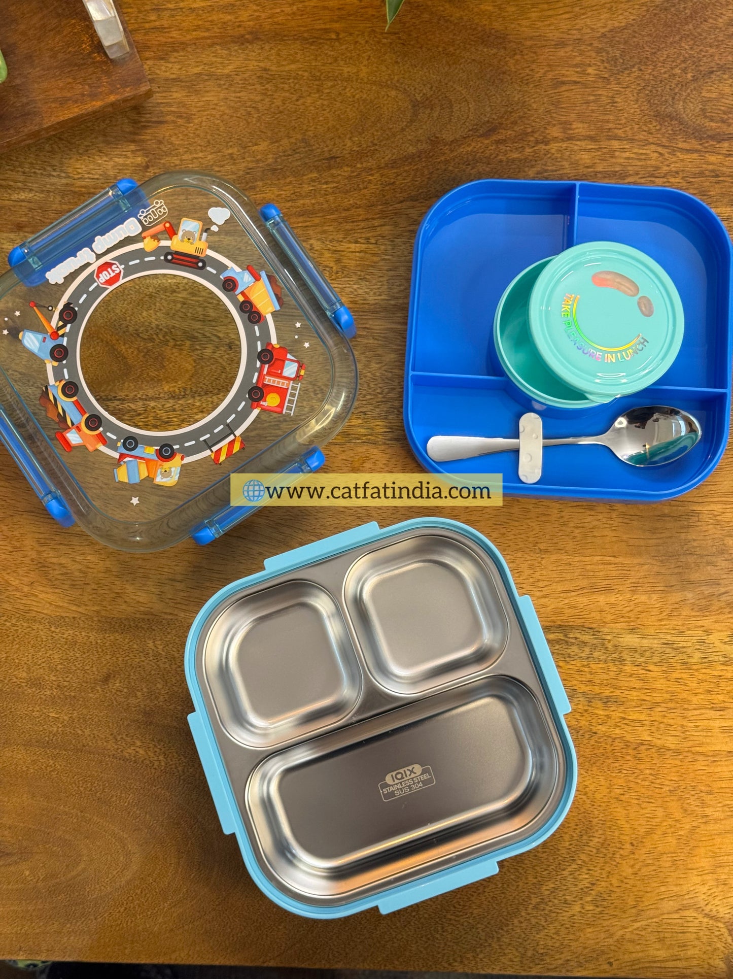Magic Square Cartoon Lunch Box – Stainless Steel Bento with Bowl & Spoon