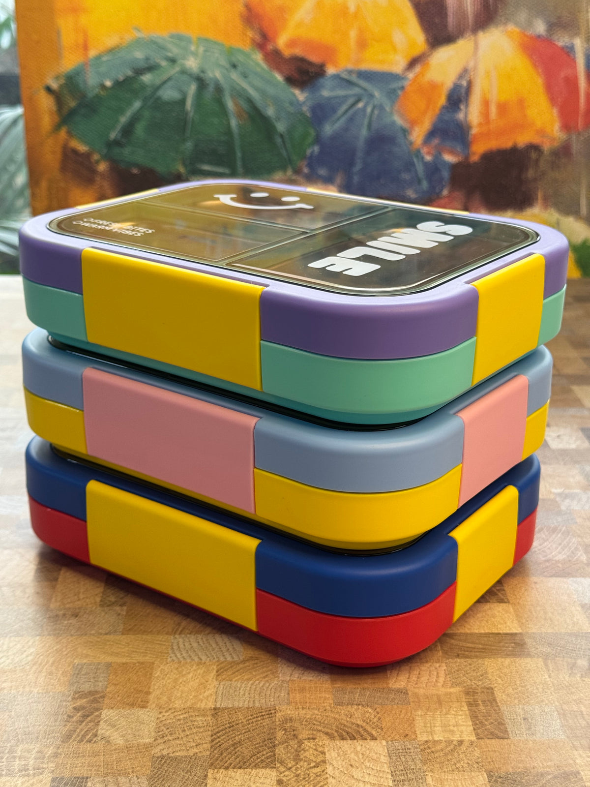 Smile 3-Grid Steel Lunch Box