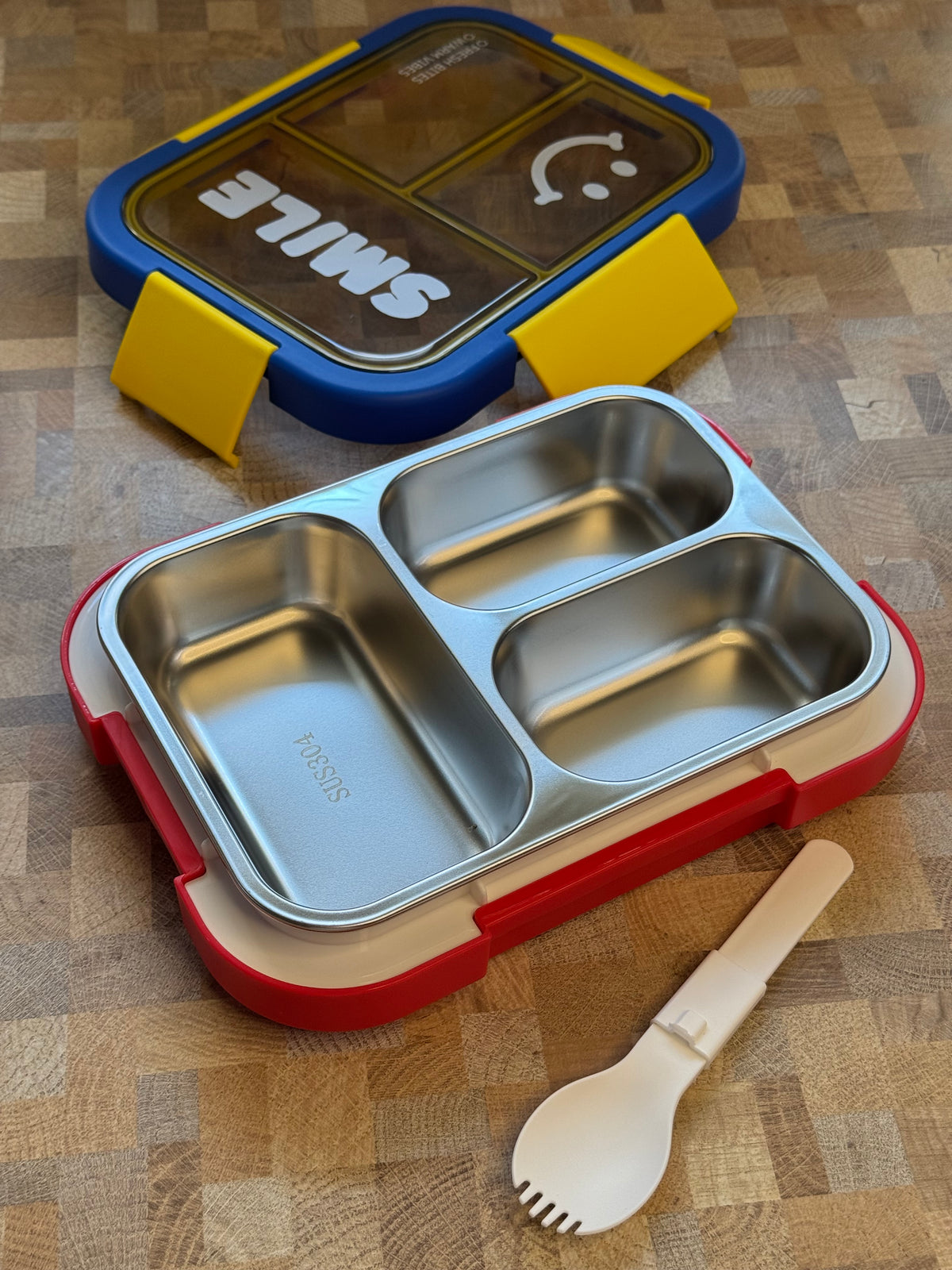 Smile 3-Grid Steel Lunch Box