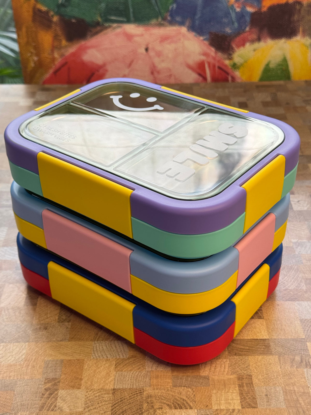 Smile 3-Grid Steel Lunch Box