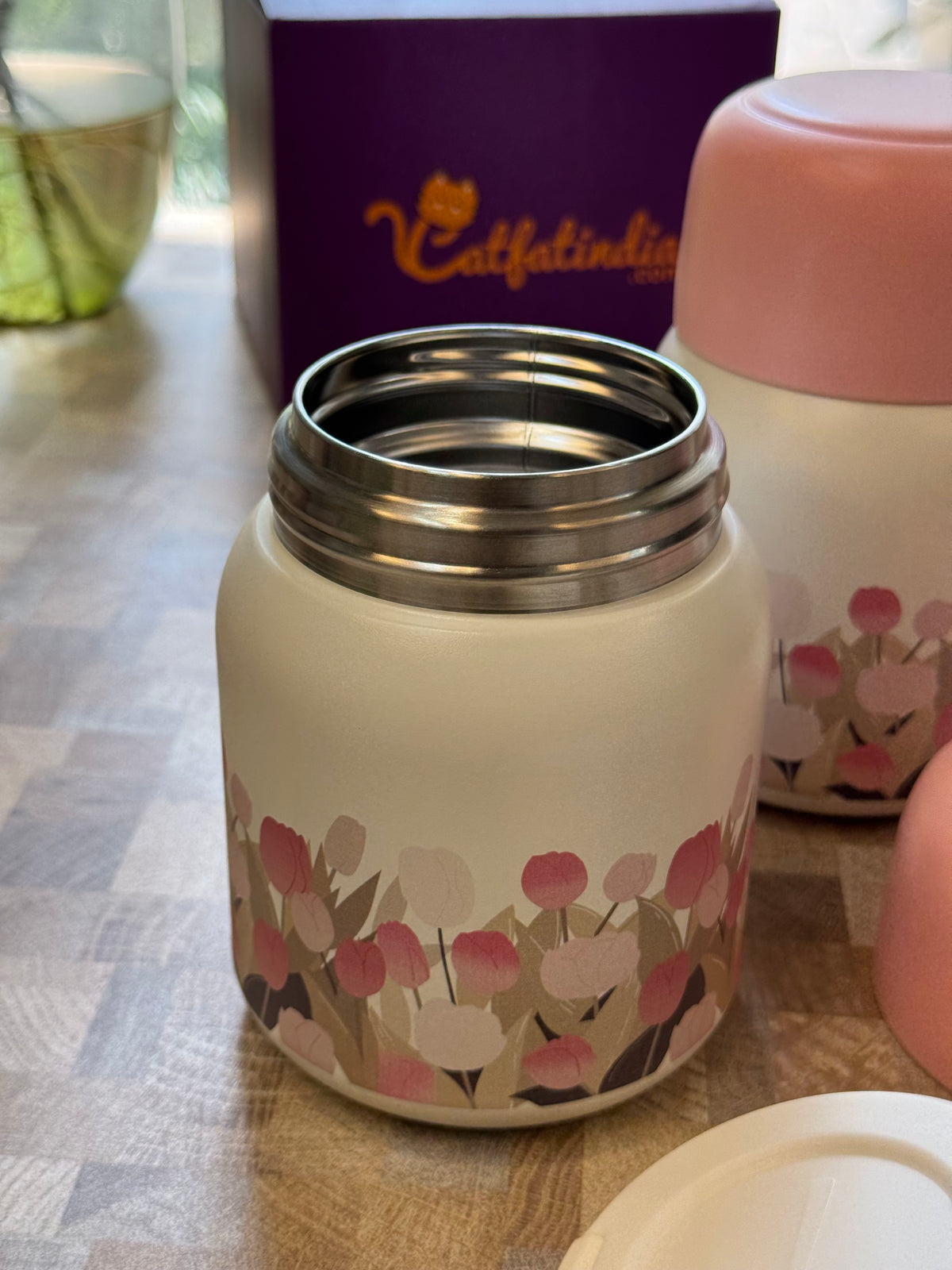 Japanese Blossom Insulated Lunch Pot+ Thermos Bottle.