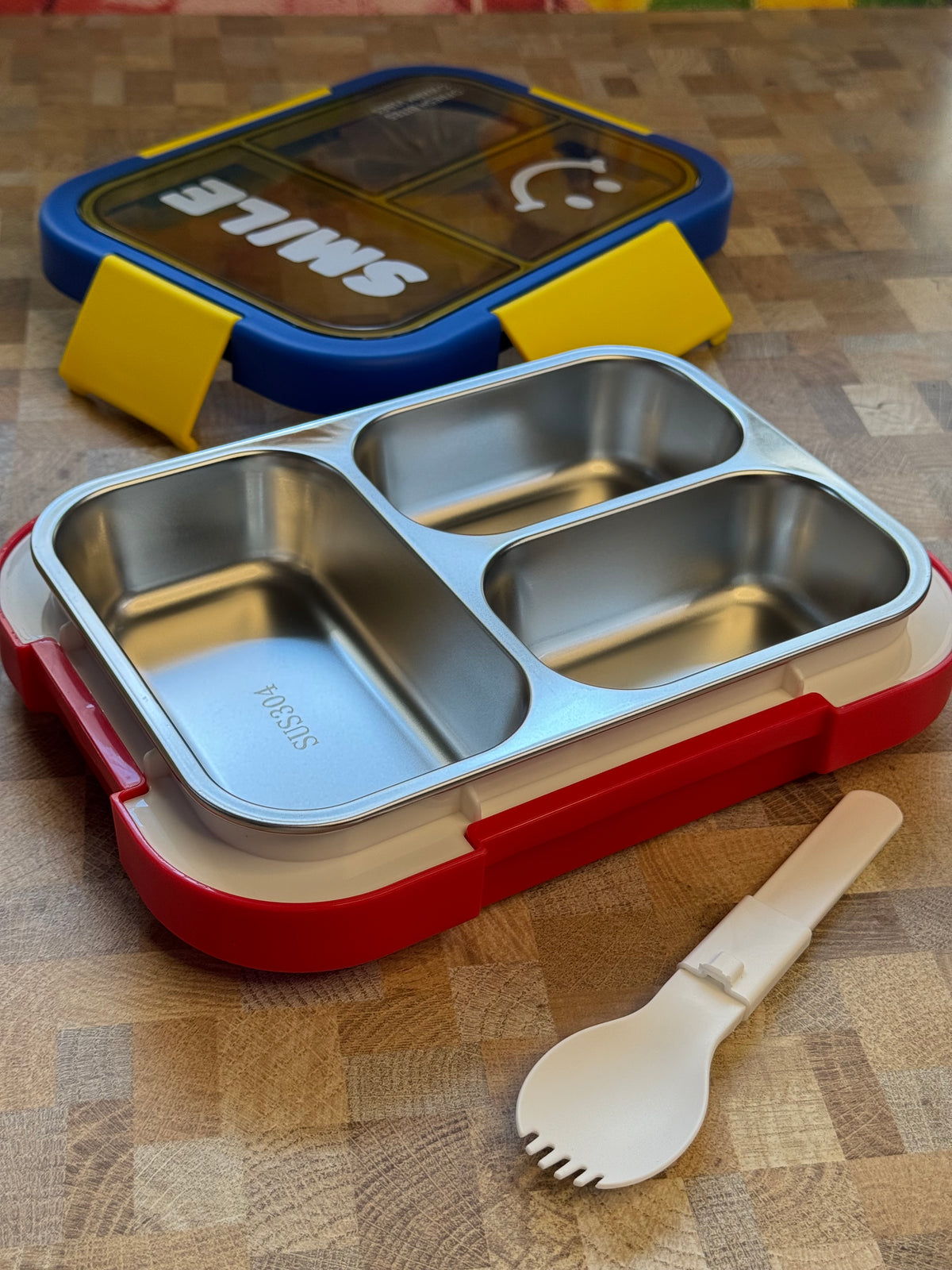 Smile 3-Grid Steel Lunch Box
