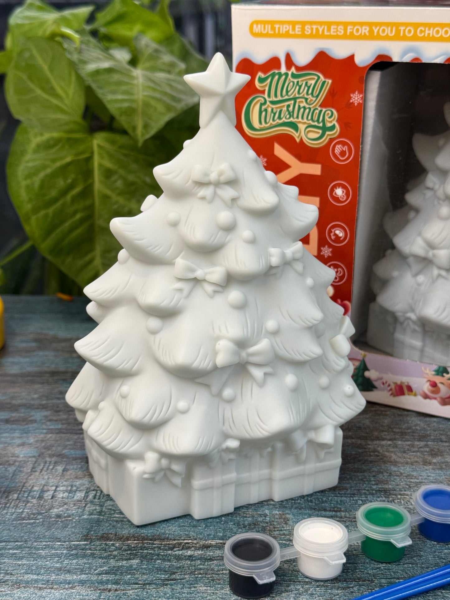 Merry Christmas DIY Ceramic Tree Craft Kit – Paintable Xmas Decor for Kids & Adults