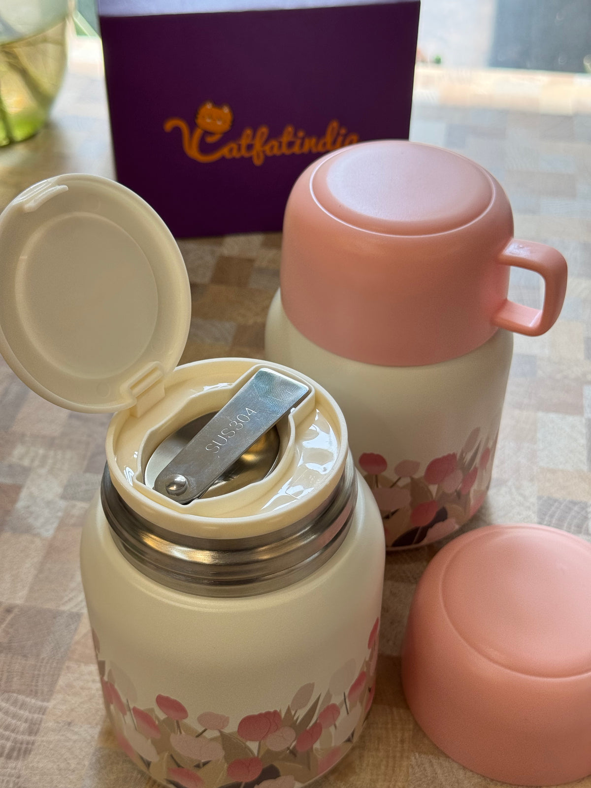 Japanese Blossom Insulated Lunch Pot+ Thermos Bottle.