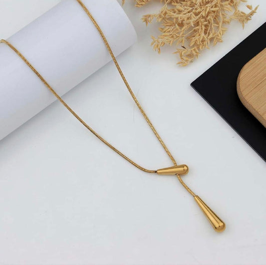 Golden Drop Lariat Necklace
