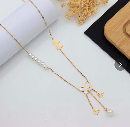 Pearl & Butterfly Chain Pendant