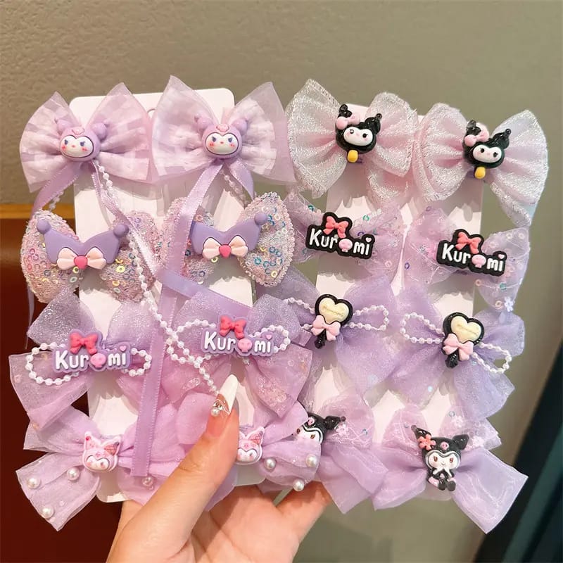 Cute Cartoon Hair Bow Clips Set