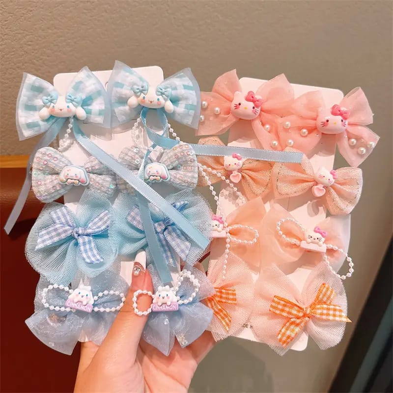 Cute Cartoon Hair Bow Clips Set