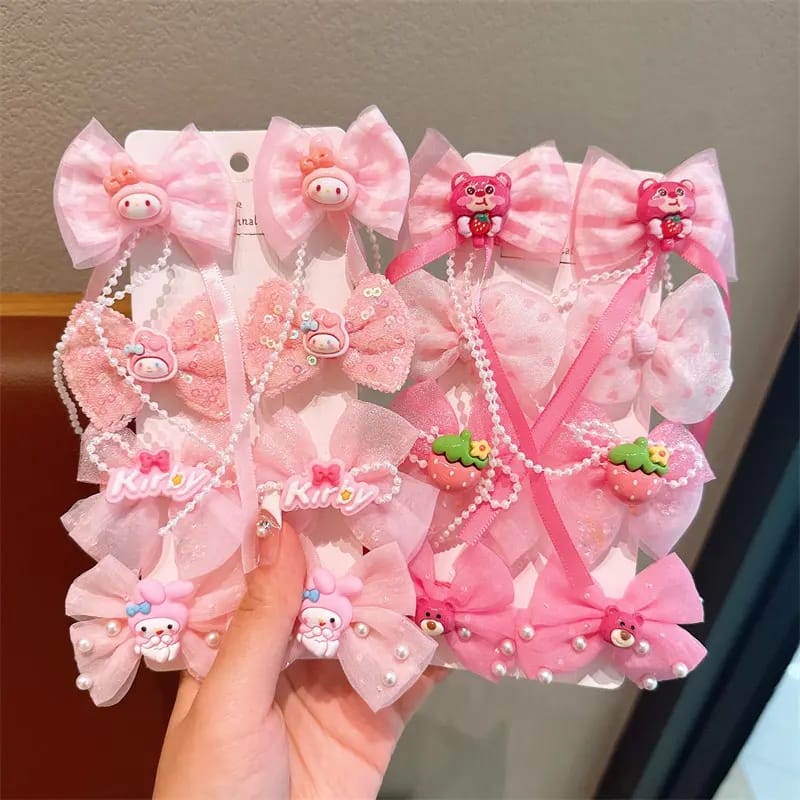 Cute Cartoon Hair Bow Clips Set