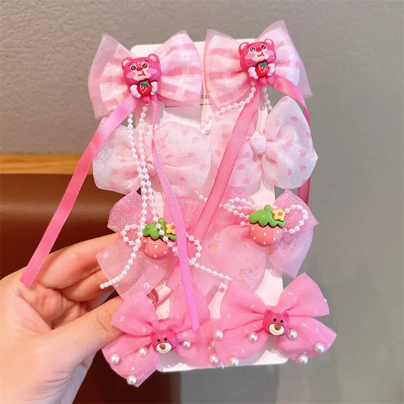 Cute Cartoon Hair Bow Clips Set