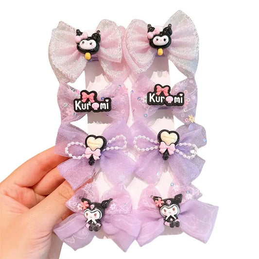 Cute Cartoon Hair Bow Clips Set