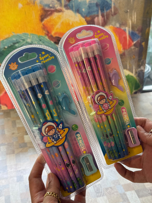 Astronaut Theme Kids Pencil Set (Pack of 12)