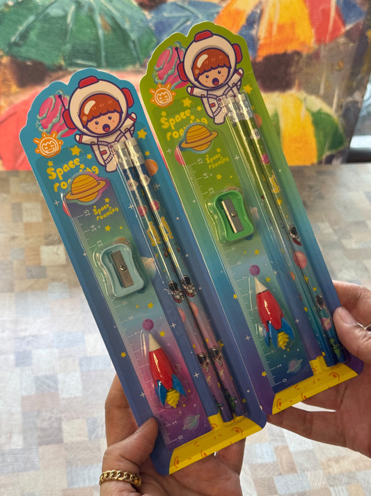 Cute Rocket Eraser & Pencil Gift Set for Kids