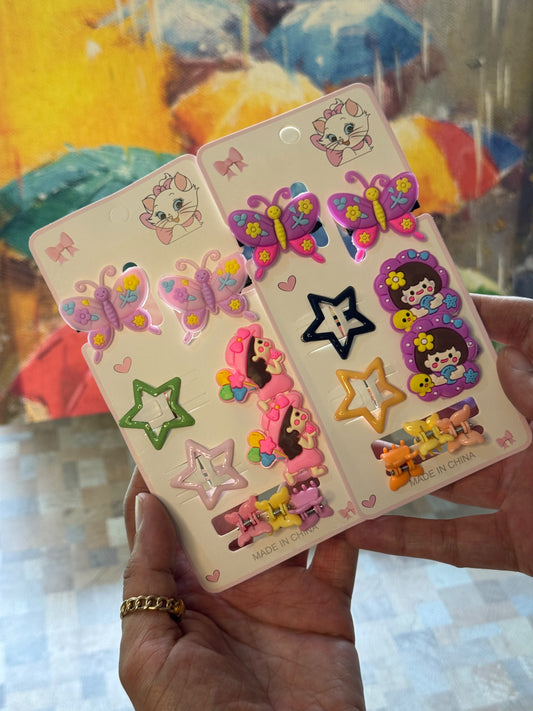 Little Girls Cute Hair Clips Combo Card